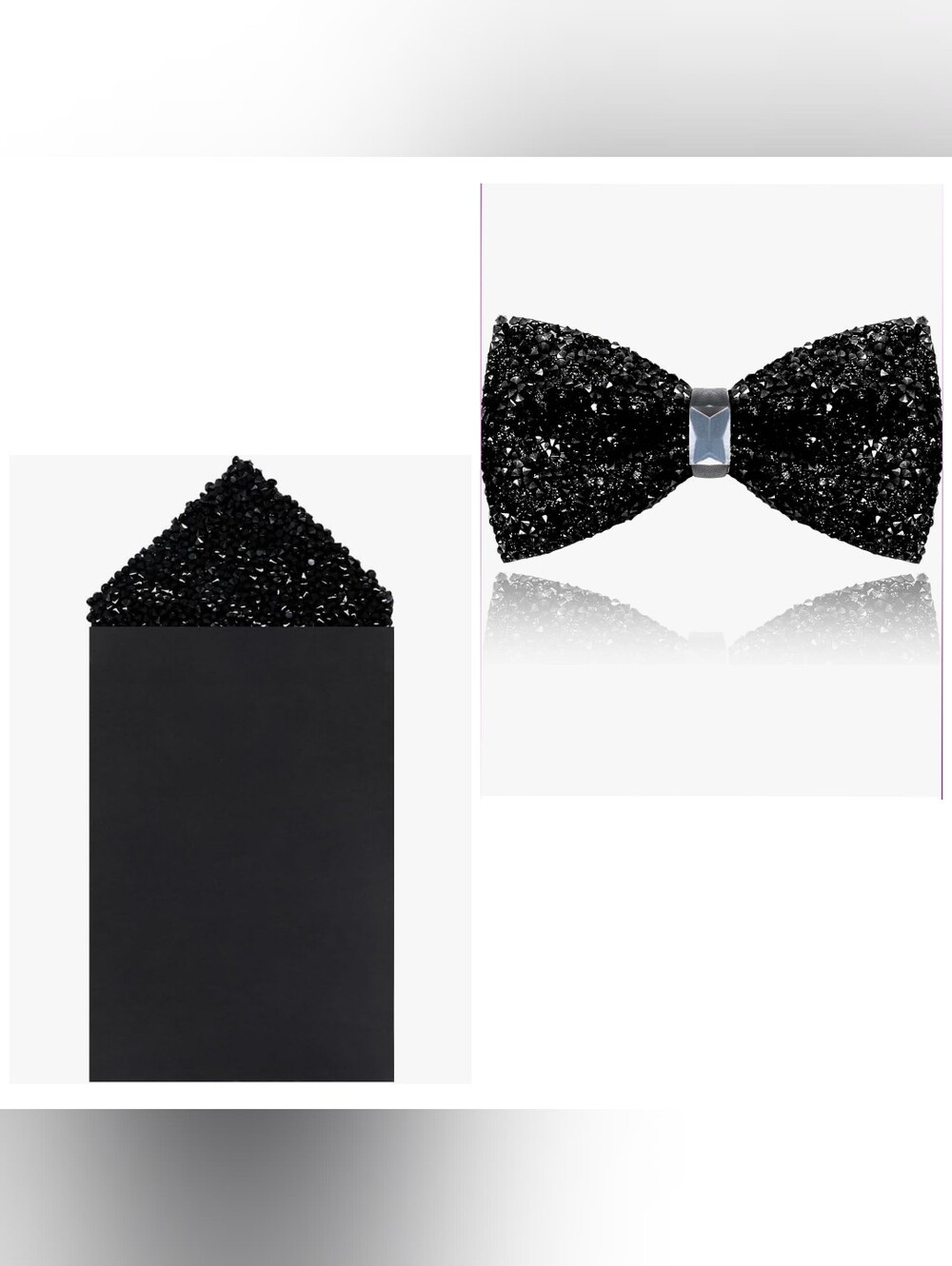 ✨ Men’s Rhinestone Bow Tie & Pocket Square Set – Sparkling Formal Accessories ✨